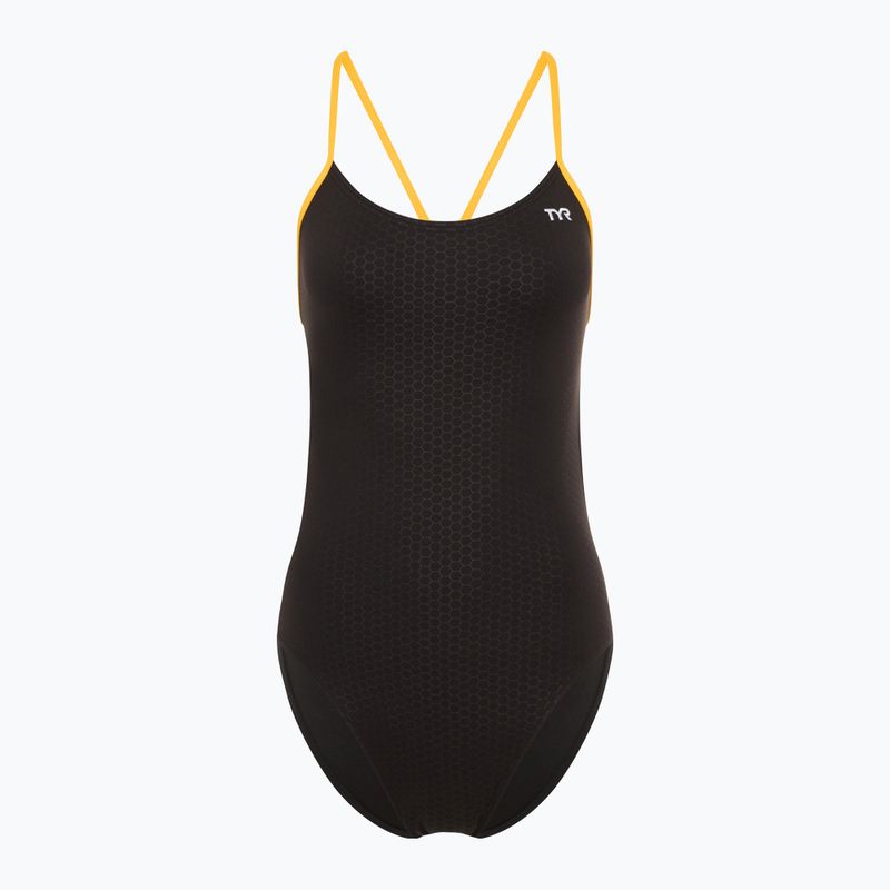 Dámské jednodílné plavky TYR Hexa Cutoutfit black/gold