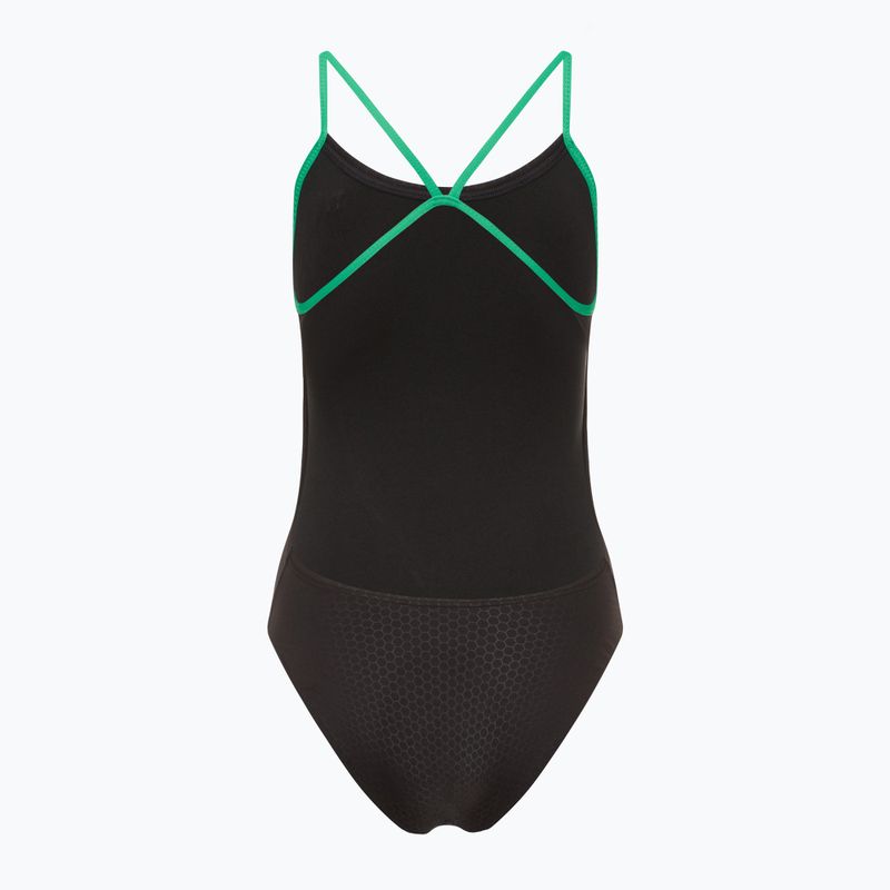 Dámské jednodílné plavky TYR Hexa Cutoutfit black/green 2