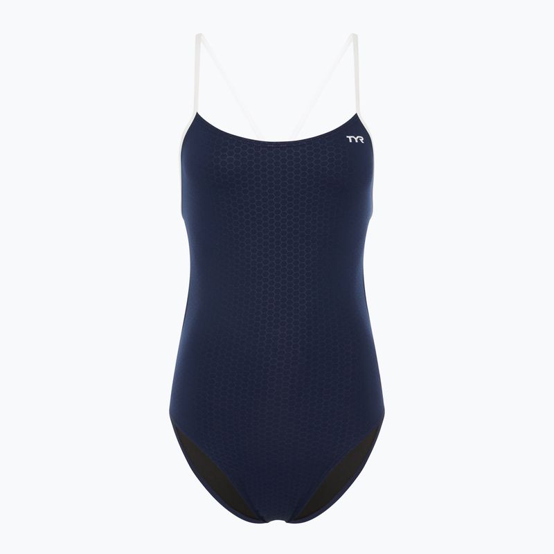 Dámské jednodílné plavky TYR Hexa Cutoutfit navy/white