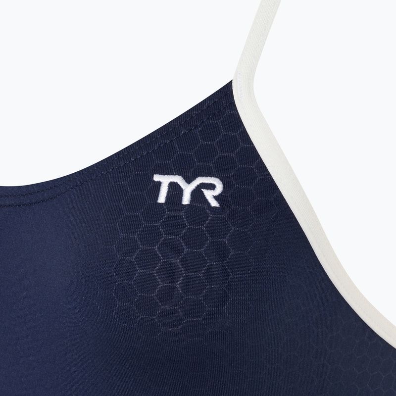 Dámské jednodílné plavky TYR Hexa Cutoutfit navy/white 3