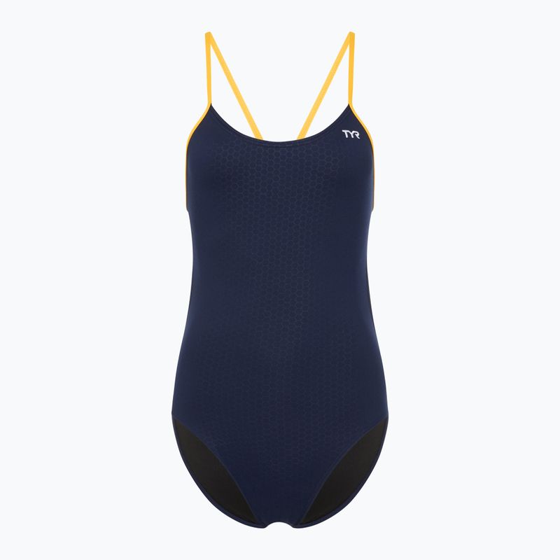 Dámské jednodílné plavky TYR Hexa Cutoutfit navy/gold