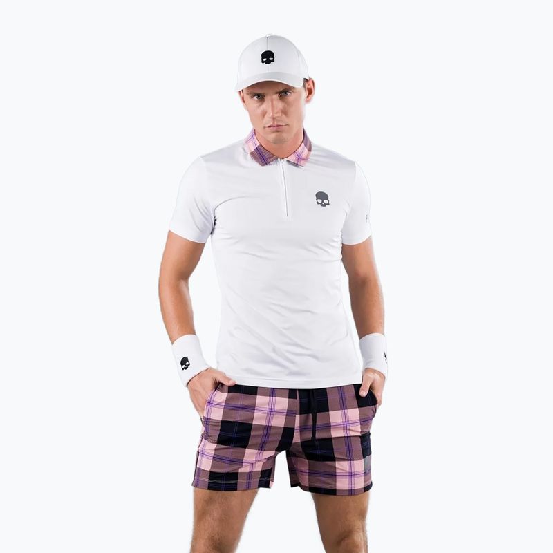 Pánská bílo-růžová tenisová polokošile HYDROGEN Tartan T00518E83