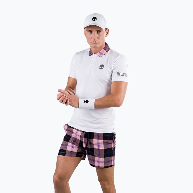 Pánská bílo-růžová tenisová polokošile HYDROGEN Tartan T00518E83 2