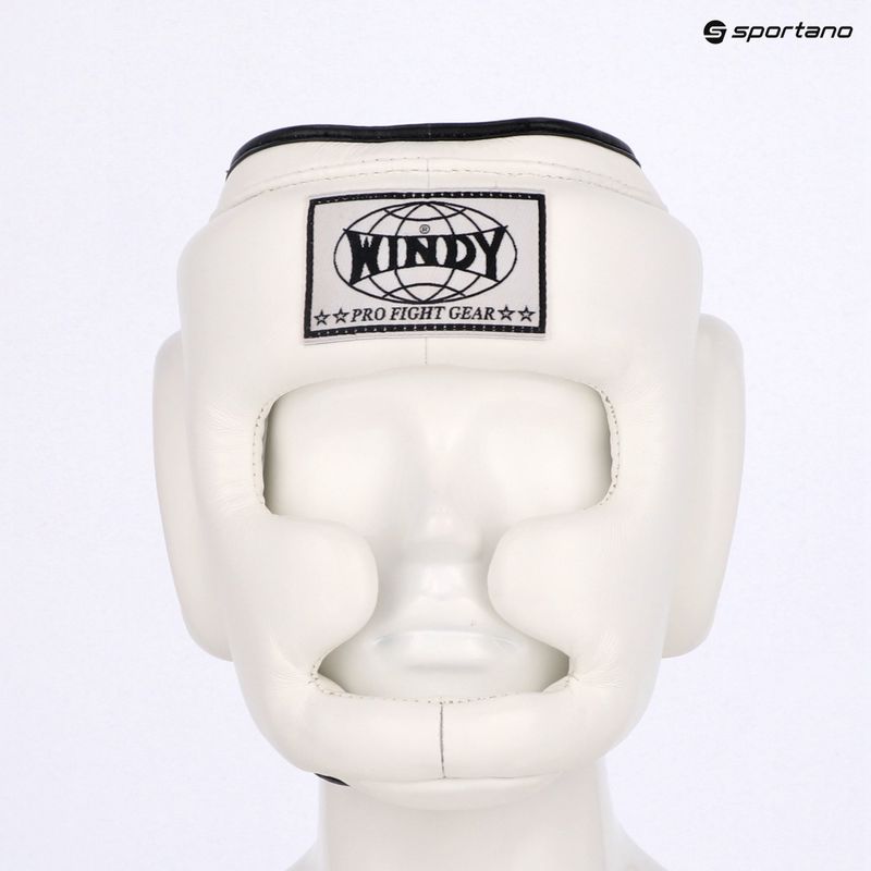 Boxerská helma WINDY Genuine Leather white 6