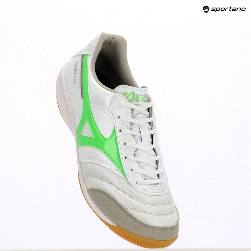 Pánské kopačky Mizuno Morelia Sala Elite IN white/neon green/galaxy silver 9