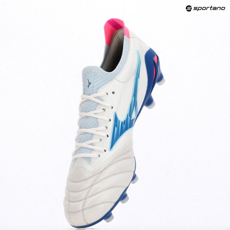 Pánské kopačky Mizuno Morelia Neo IV Β Elite MD white/tanager turquoise/pink tetra 9