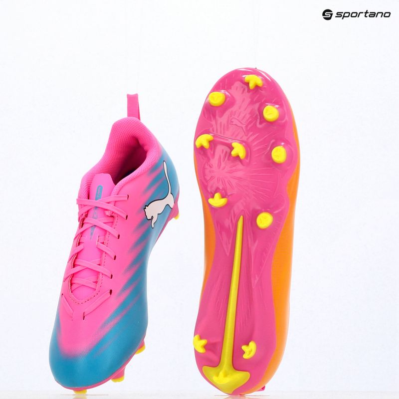 Dětské kopačky PUMA Ultra 6 Play FG/AG Jr poison pink/puma wht/sun stream/bright aqua/puma blk 16