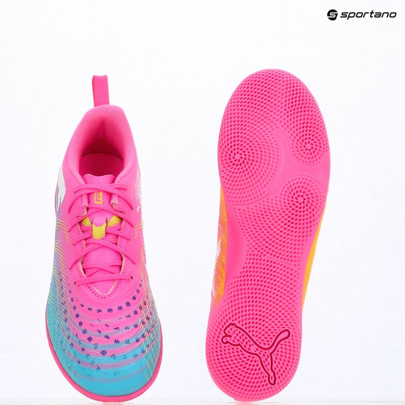 Dětské kopačky PUMA Future 9 Play IT Jr poison pink/puma wht/sun stream/bright aqua/puma blk 17