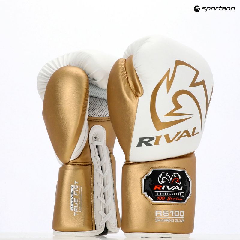 Boxerské rukavice Rival RS100 Professional bílé/zlaté 5