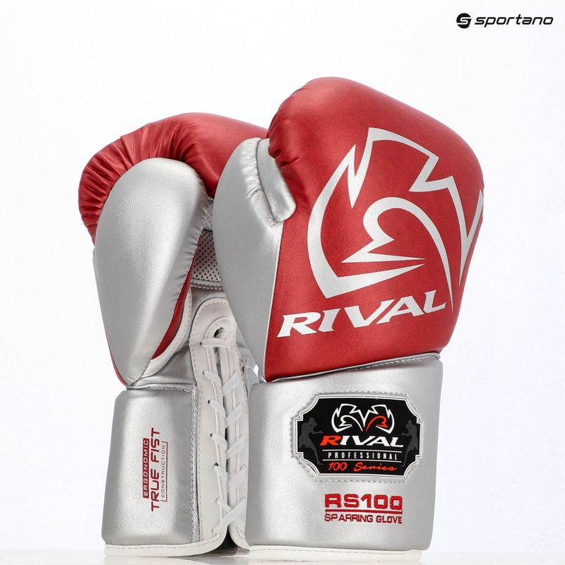 Boxerské rukavice Rival RS100 Professional red/silver 13