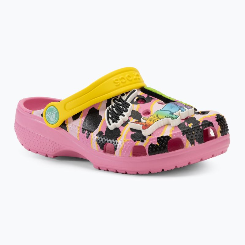 Dětské nazouváky  Crocs Ron English Party Animals Classic Clog Kids pink lemonade/multi