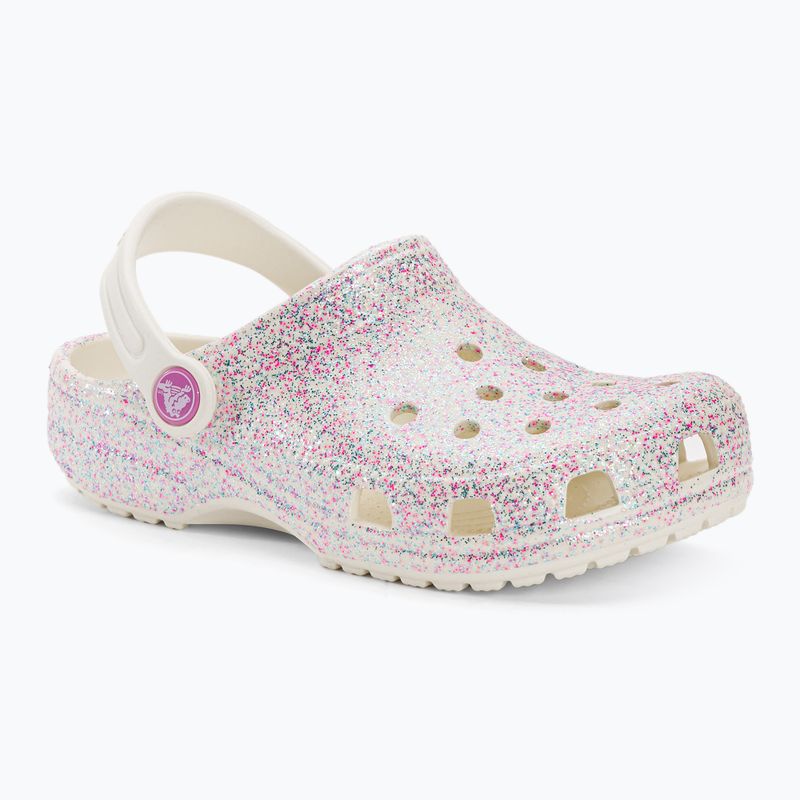 Crocs Classic Glitter Clog dětské žabky bianco sporco 2