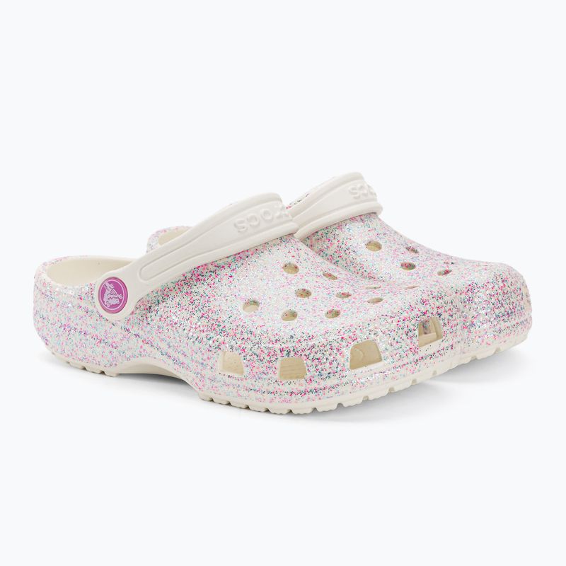 Crocs Classic Glitter Clog dětské žabky bianco sporco 5