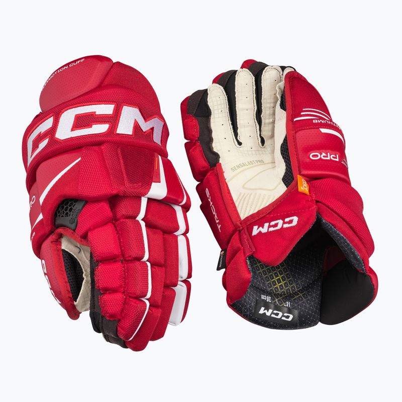 Hokejové rukavice CCM Tacks XF Pro SR red/white 2