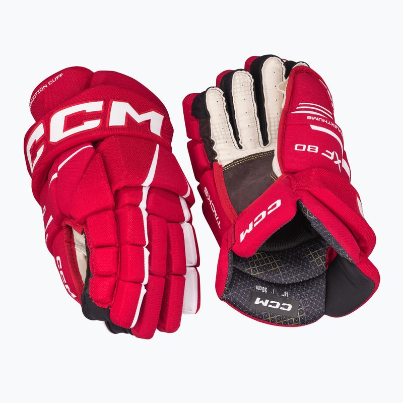 Hokejové rukavice CCM Tacks XF80 SR red/white 2