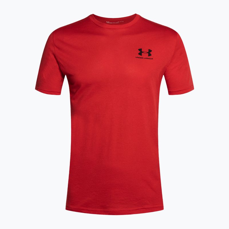 Pánské tréninkové tričko Under Armour Sportstyle Left Chest SS červené/černé 4
