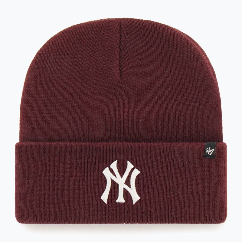 Zimní čepice 47 Brand MLB New York Yankees Haymaker dark maroon