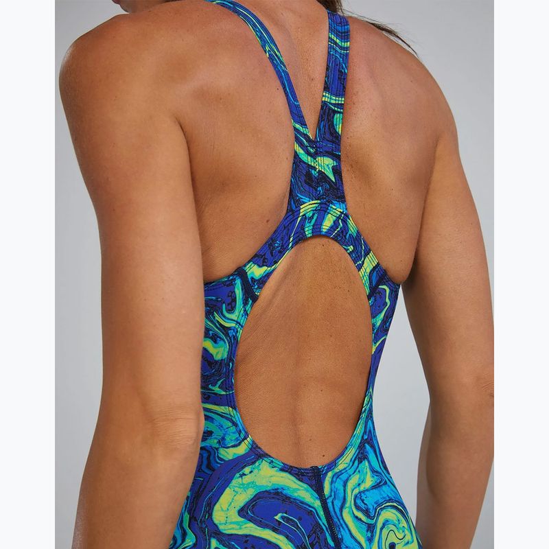 Dámské jednodílné plavky TYR Thresher Open Back Hyperblitz blue/green 6