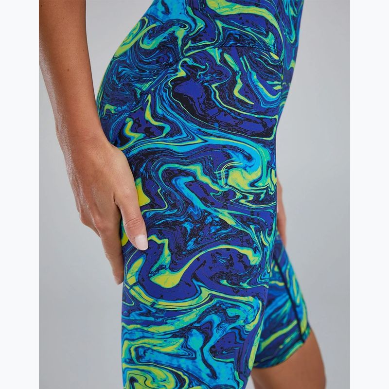 Dámské jednodílné plavky TYR Thresher Open Back Hyperblitz blue/green 8