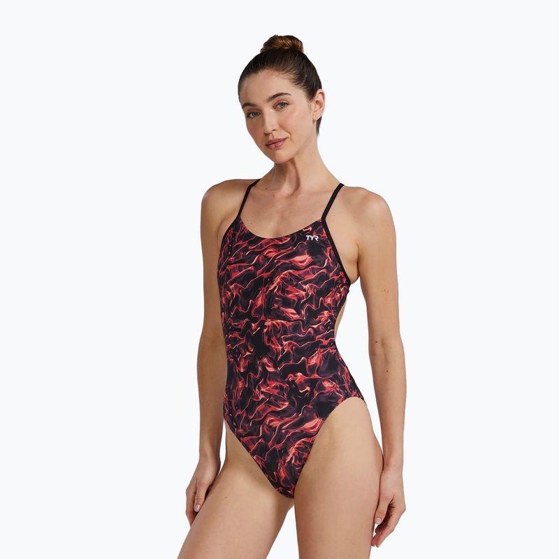Dámské jednodílné plavky TYR Durafast Elite Energy Cutoutfit red 4