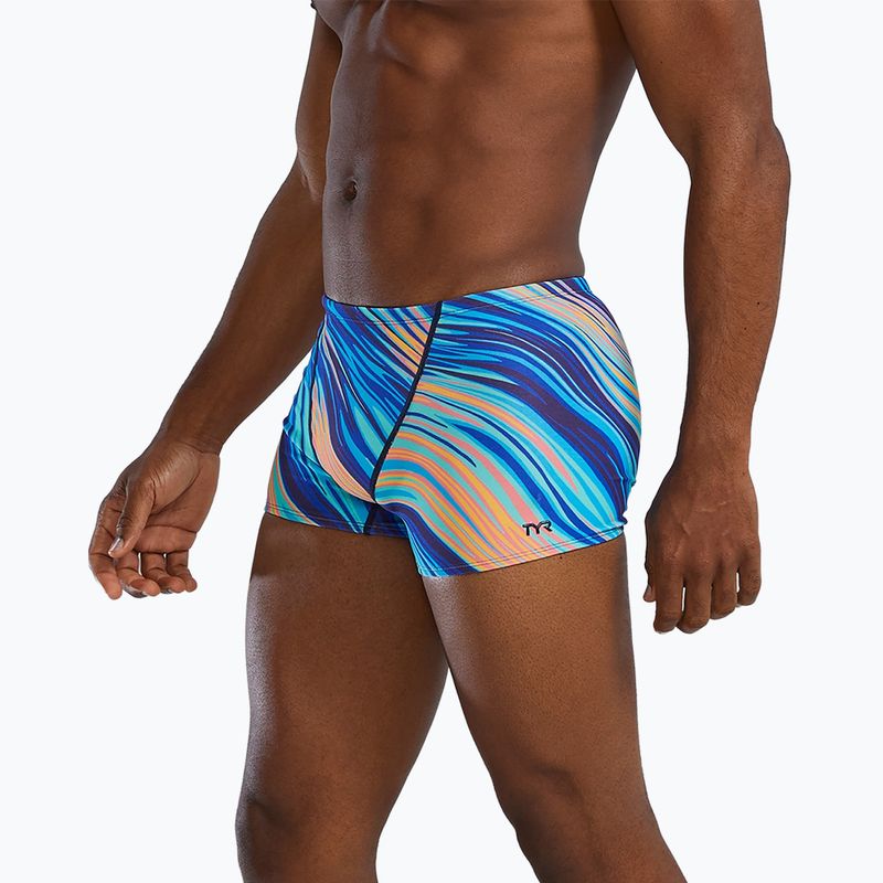 Pánské plavecké boxerky TYR Durafast Elite Riptidal Square Leg teal/orange 3