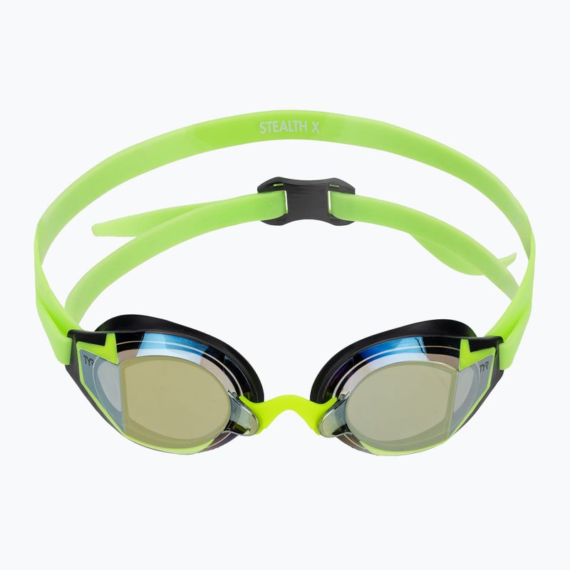 Plavecké brýle TYR Stealth-X Performance Mirrored electro lime 2