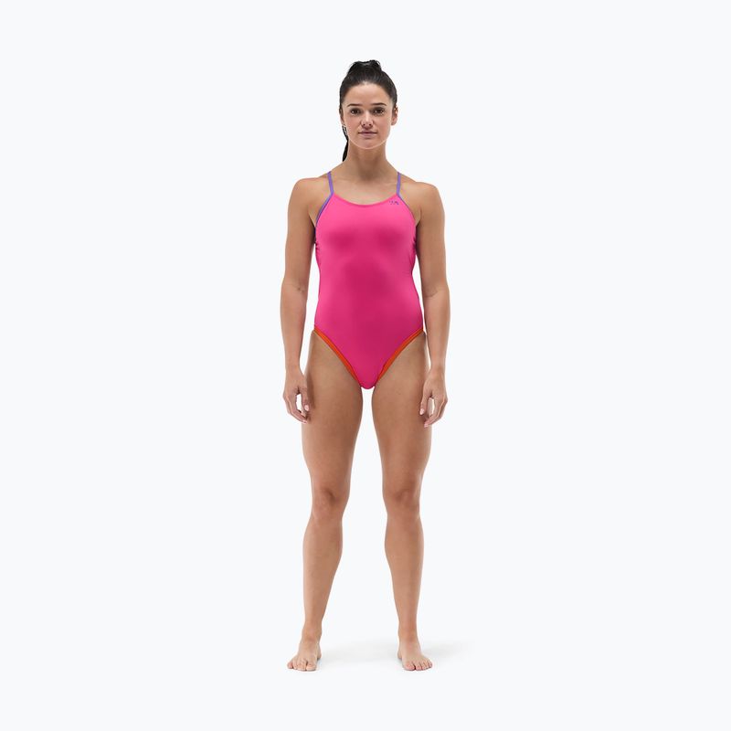 Dámské jednodílné plavky Tyr Multistrap Cutoutfit Durafast Elite pink/multi 2