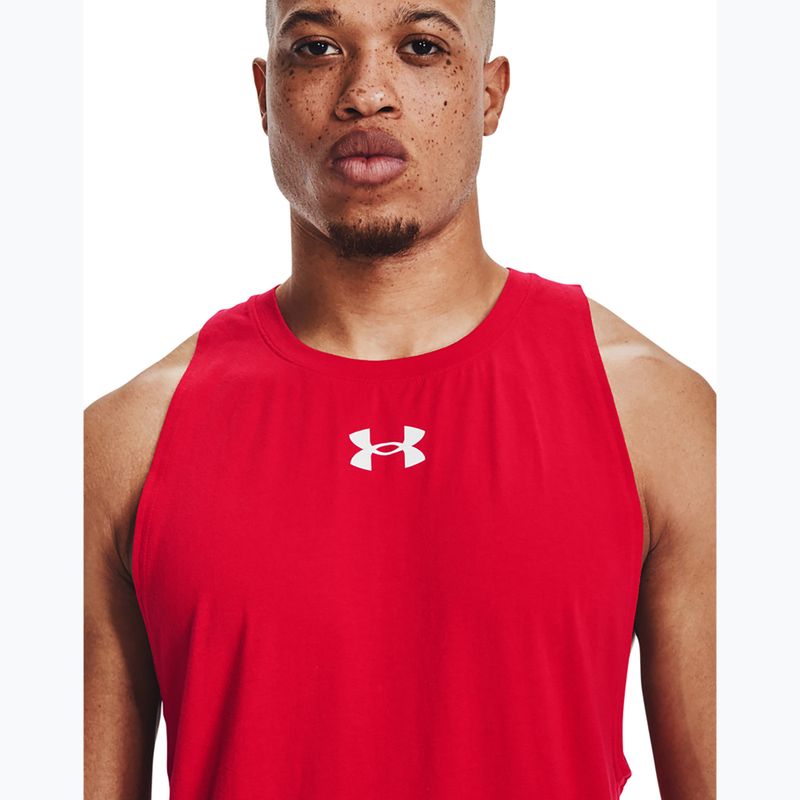 Pánské basketbalové tričko Under Armour Baseline Cotton Tank red/white/white 4