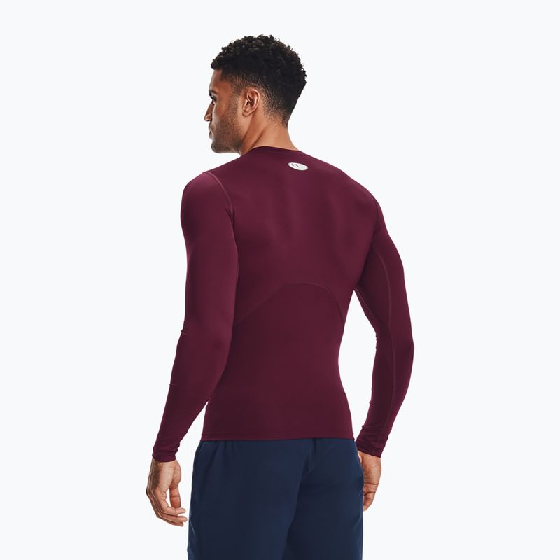 Under Armour pánské tréninkové tričko s dlouhým rukávem Ua HG Armour Comp LS maroon/white 2