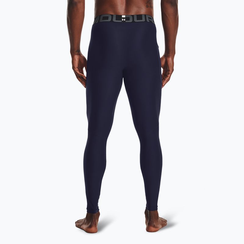 Pánské fitness  legíny Under Armour HeatGear midnight navy/white 3