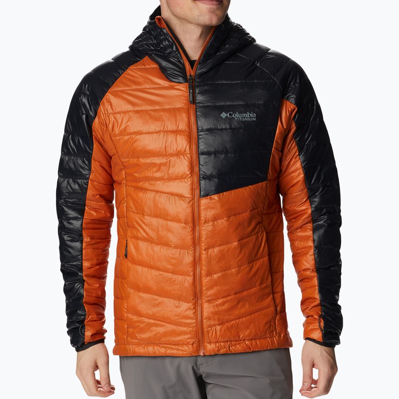 Pánská péřová bunda Columbia Platinum Peak Hooded černo-oranžová 2008611