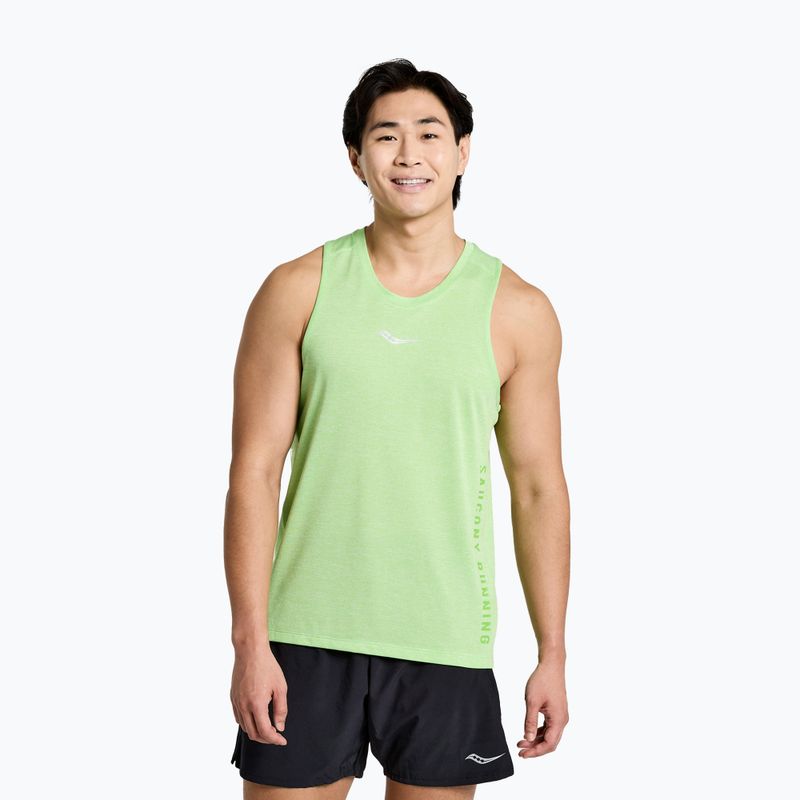 Pánské běžecké tričko Saucony Stopwatch Graphics Singlet zelené SAM800325-INHS3