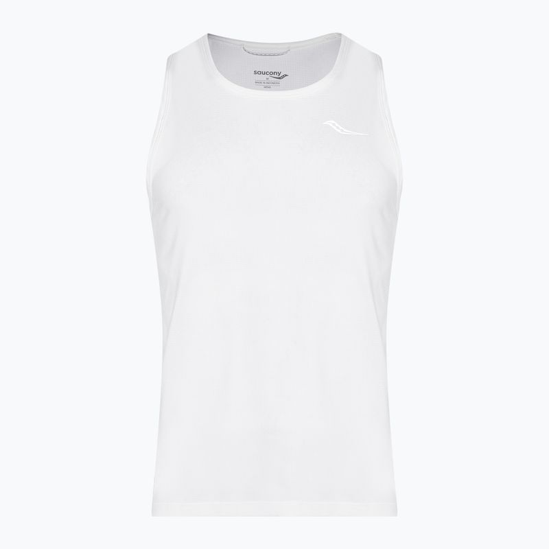 Pánské běžecké tílko tank top tričko   Saucony Stop tričko watch Singlet white