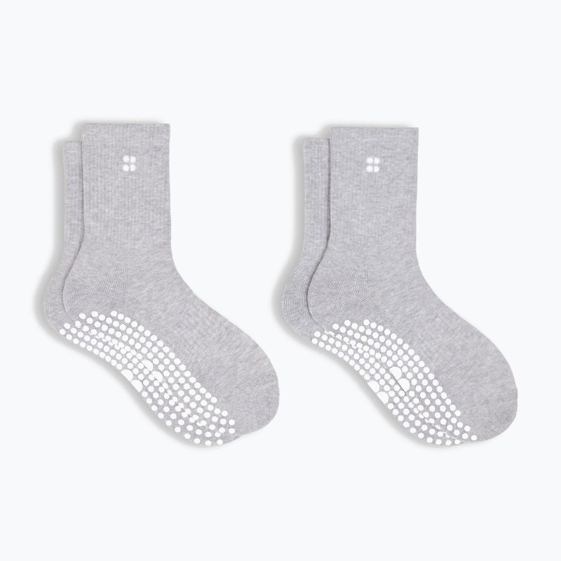 Dámské ponožky Sweaty Betty Pilates Crew Gripper 2 pary light grey marl