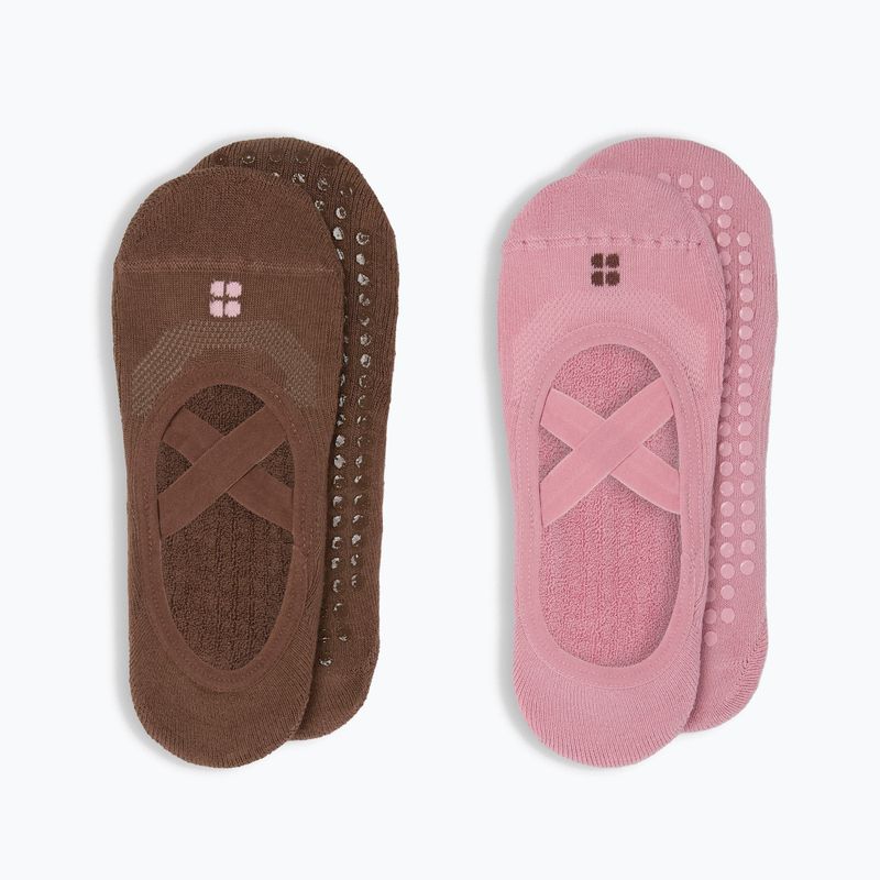 Dámské ponožky Sweaty Betty Ballet Gripper 2 pary decopink chestnutbrown
