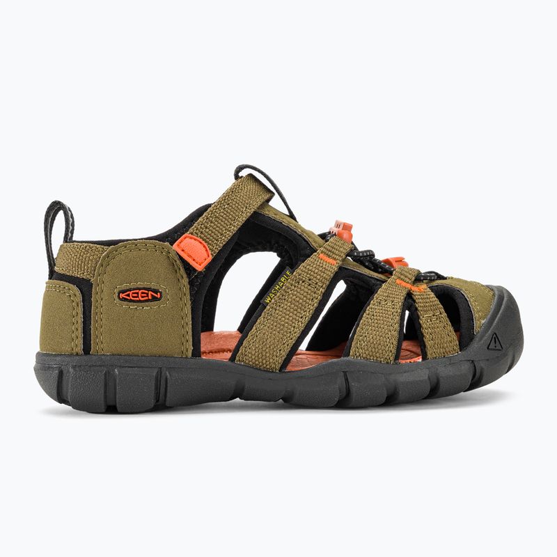 Dětské sandály KEEN Seacamp II CNX dark olive/gold flame 2