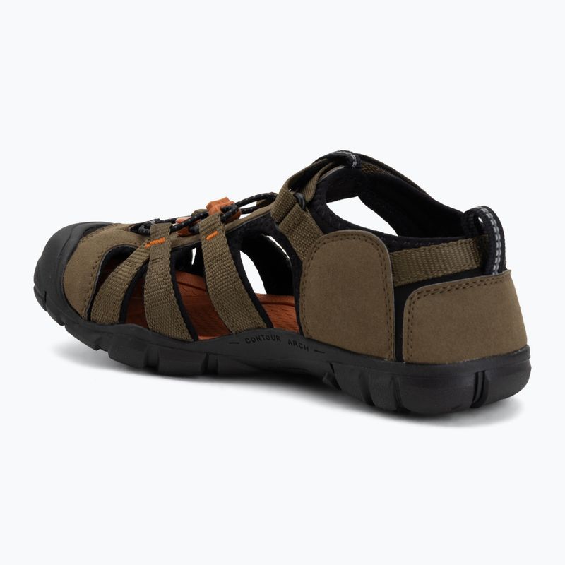 Juniorské sandály KEEN Seacamp II CNX dark olive/gold flame 3