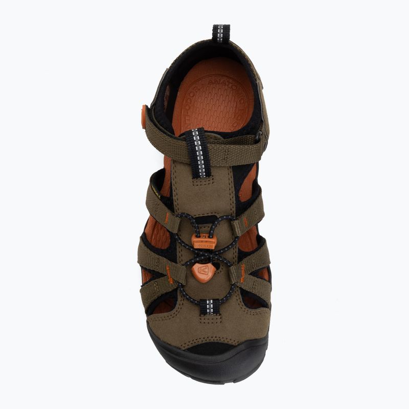 Juniorské sandály KEEN Seacamp II CNX dark olive/gold flame 5