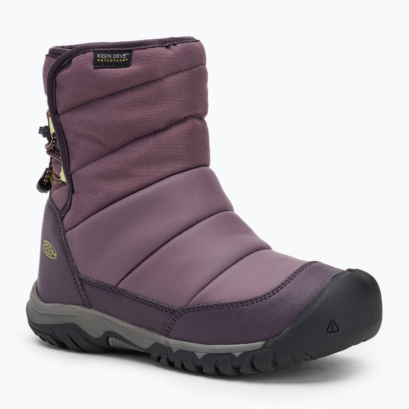 Juniorské sněhule KEEN Puffrider WP black plum/daiquiri green