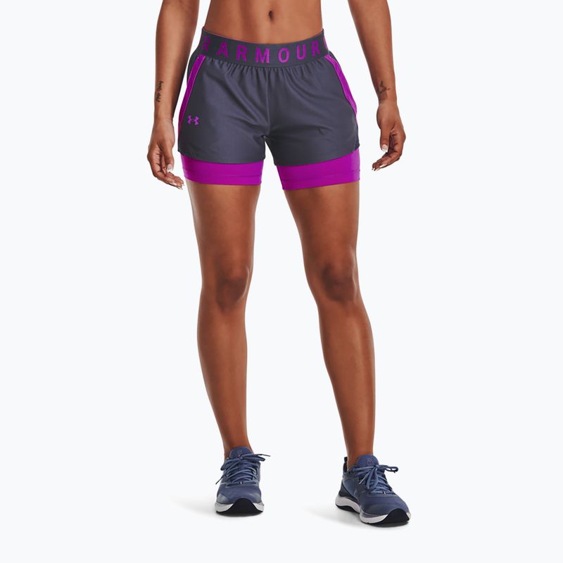Under Armour Play Up dámské tréninkové šortky 2 v 1 námořnická modrá a fialová 1351981