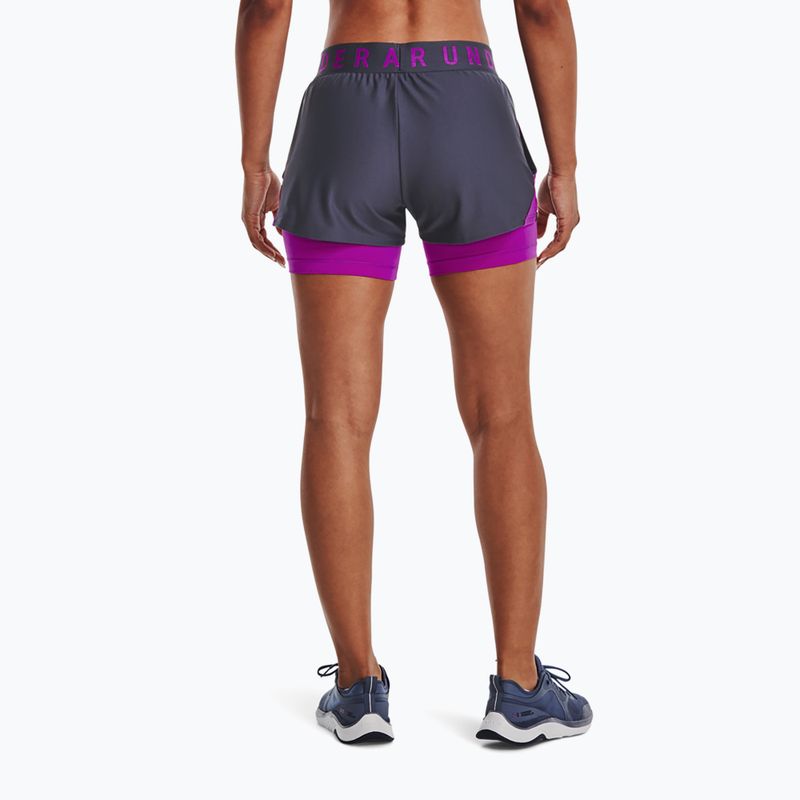 Under Armour Play Up dámské tréninkové šortky 2 v 1 námořnická modrá a fialová 1351981 2