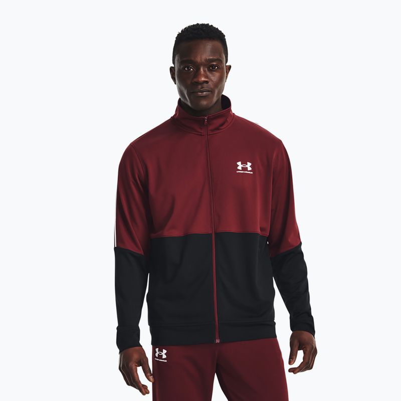 Pánská tréninková mikina Under Armour Pique Track černá a bordó 1366202