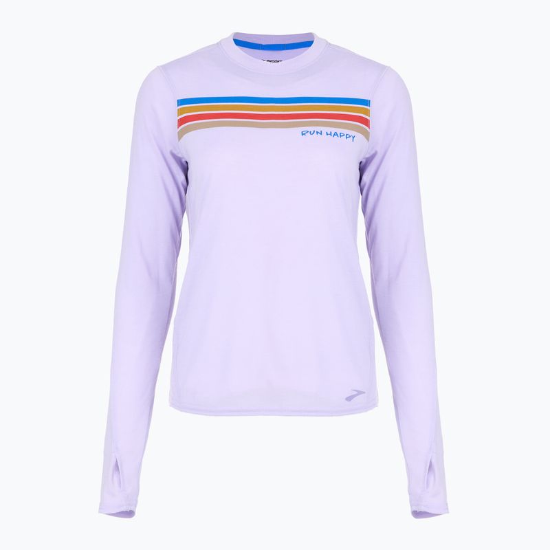 Dámské běžecké tričko Brooks Distance Graphic LS heather violet dash/stripe