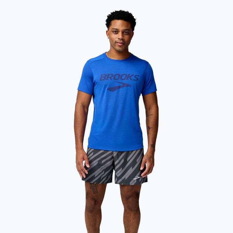 Pánské běžecké tričko Brooks Distance 3.0 neo blue/brooks logo 2