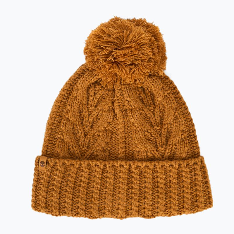 Dámská zimní čepice Timberland Cable Premium Pom Beanie wheat