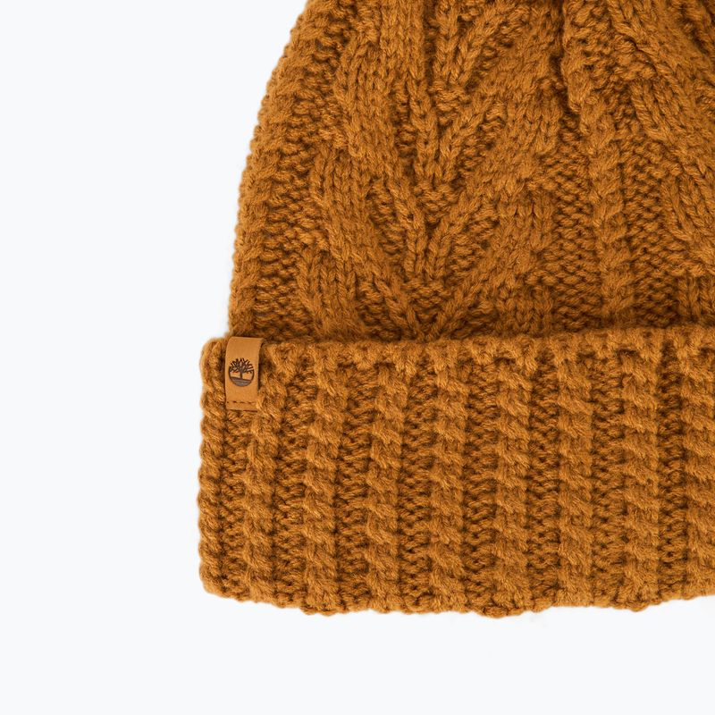 Dámská zimní čepice Timberland Cable Premium Pom Beanie wheat 3