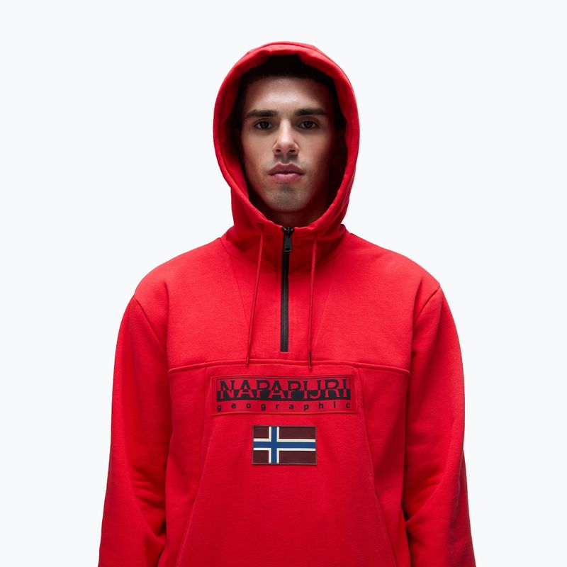 Pánská mikina Napapijri Burgee Half Zip Hooded 2.0 red goji 4