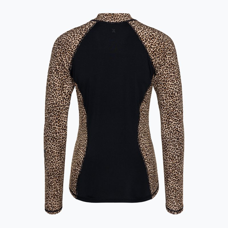 Dámské plavecké tričko longsleeve Hurley Leopard Zip Front brown sugar 2