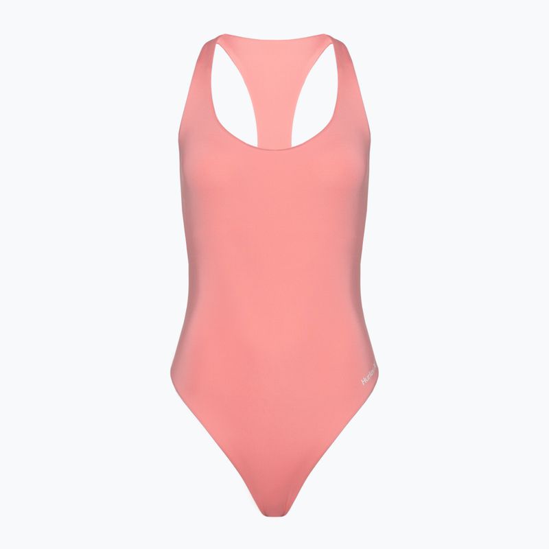 Dámské jednodílné plavky Hurley O&O Solid Racerback Moderate Pacific pink