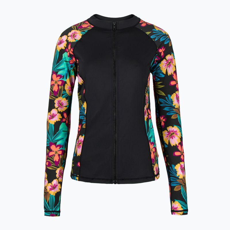 Dámské plavecké tričko longsleeveHurley Fiji Fantasy Zip Front Rashguard black